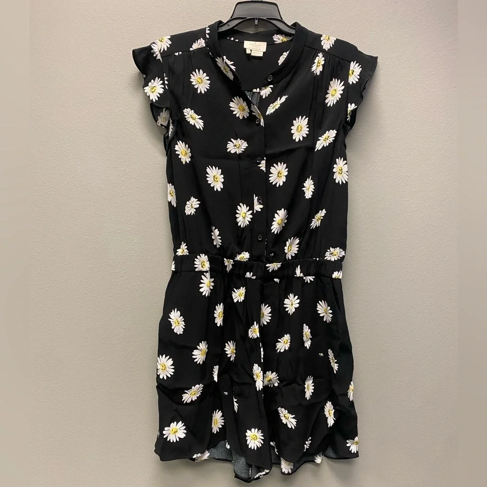 Kate Spade Daisy Dot Crepe Button Down Romper Size 8
